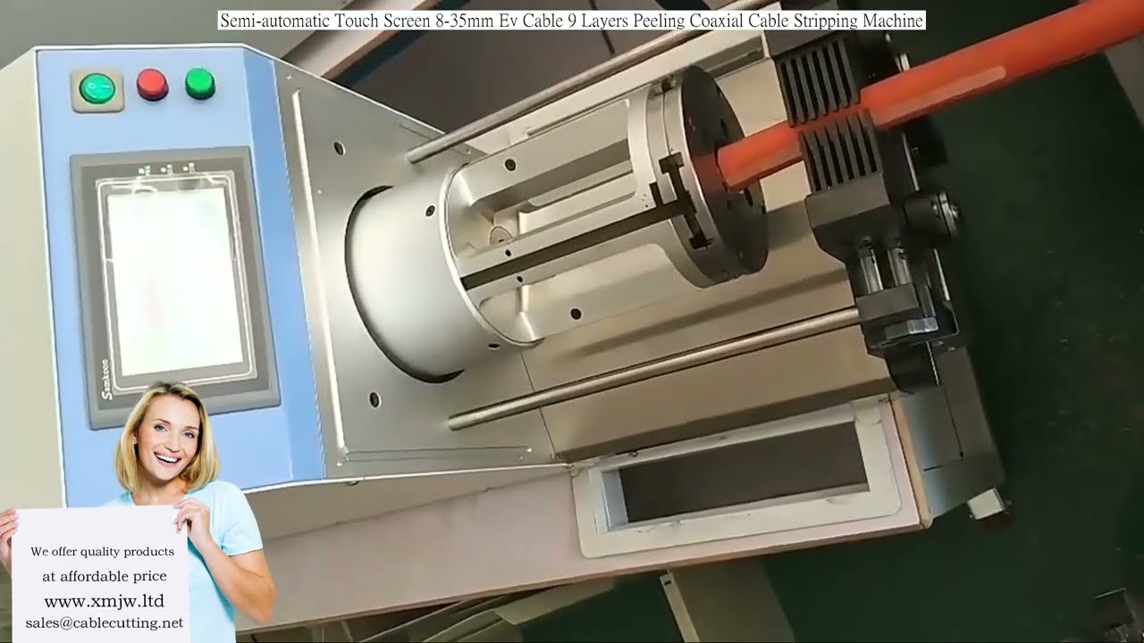 ماكينة تجريد كابلات شبه أوتوماتيكية بشاشة تعمل باللمس لكابلات EV (8-35 مم) و9 طبقات من الكابلات المحورية
