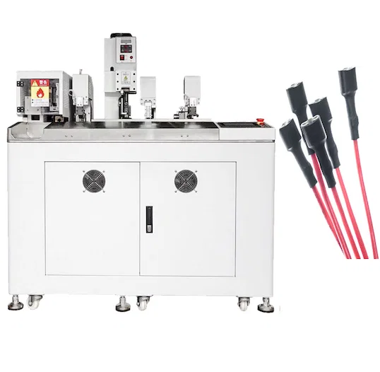 آلة إدخال أنبوب تقلص حراري ولف وقصدرة وكبس - آلة كبس الأطراف الأوتوماتيكية